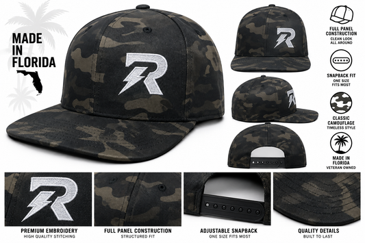 RideorRot ⚡️R-Type Digi Camo Full Panel Snapback | Premium Motorcycle Trucker Hat