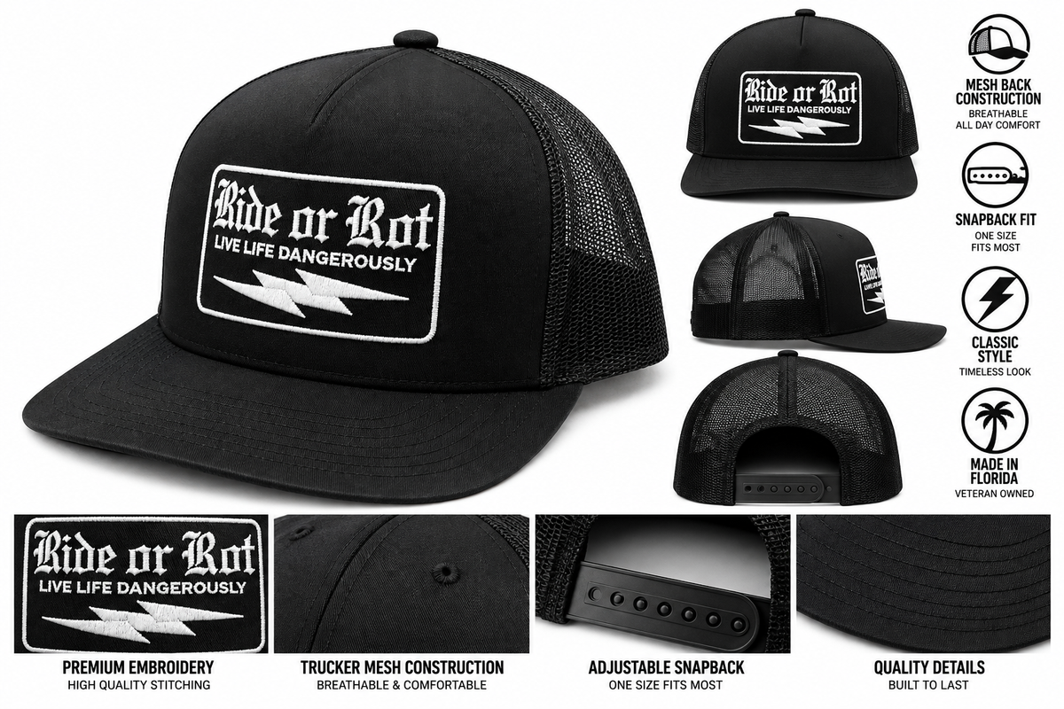 RideorRot ⚡️ "OG" Snapback | Premium Motorcycle Trucker Hat