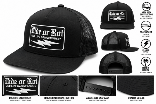 RideorRot ⚡️ "OG" Snapback | Premium Motorcycle Trucker Hat