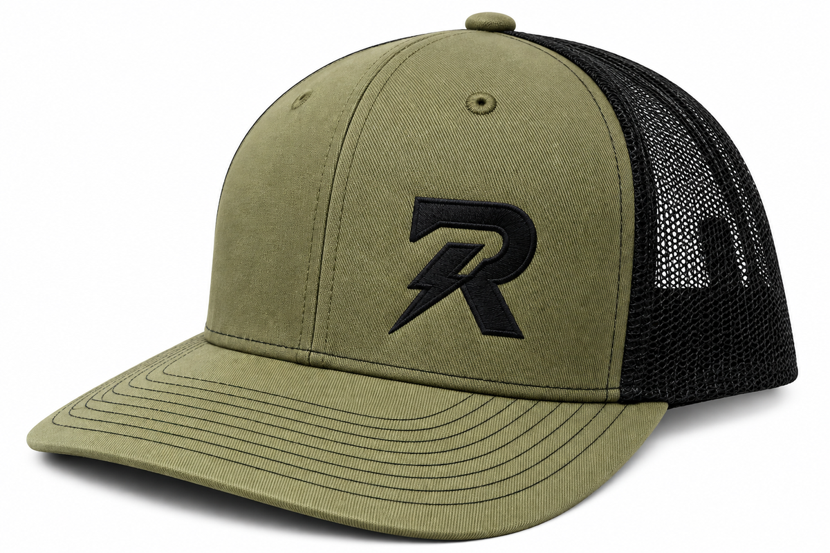 RideorRot ⚡️R-Type Olive Drab Snapback | Premium Motorcycle Trucker Hat