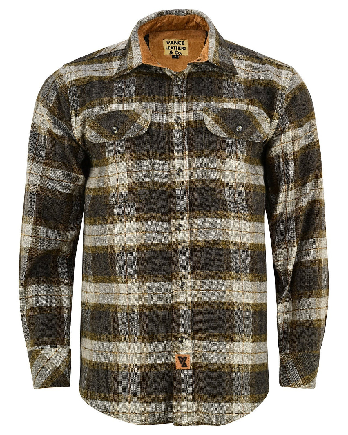 Off Duty Corduroy Flannel — Tuscan Gold — sleeves-down view 4
