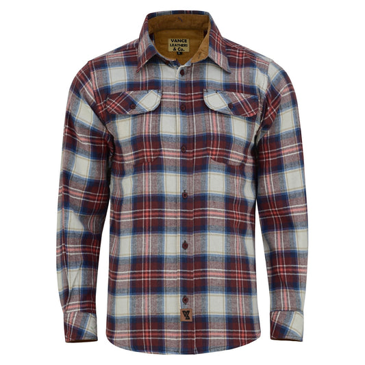Off Duty Corduroy Flannel — Merlot — sleeves-down view 2