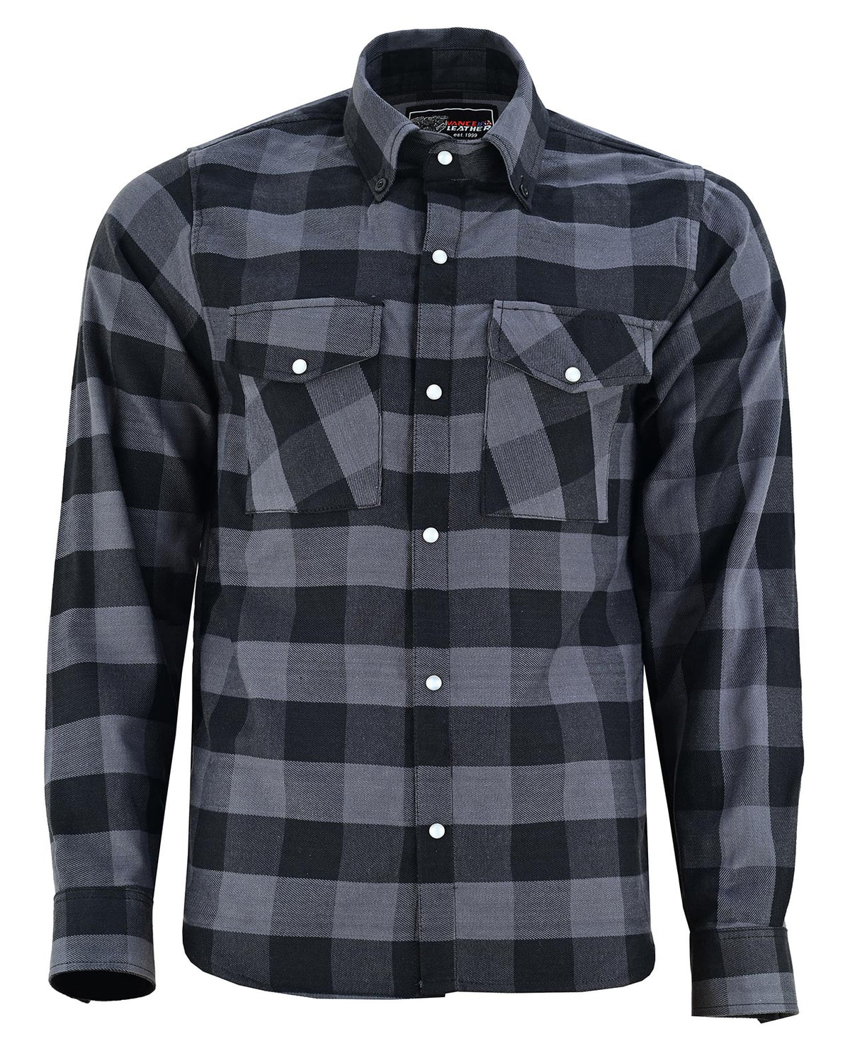 Off Duty Snap Flannel — Grey & Black — sleeves-down view 2