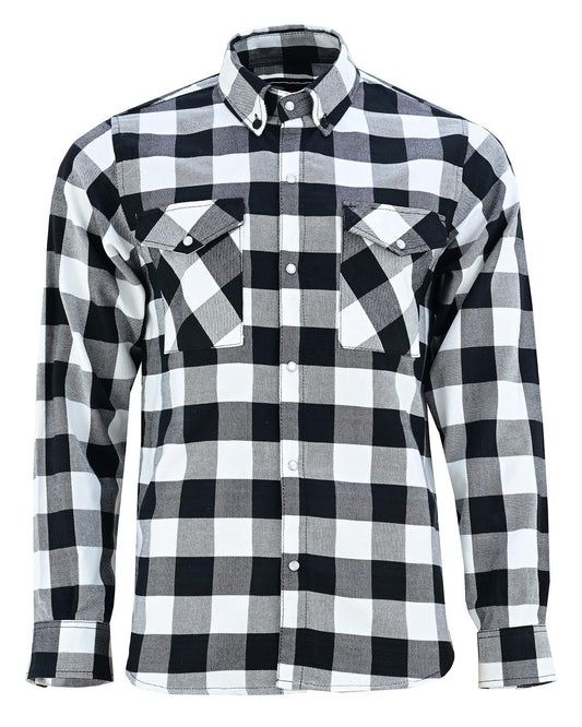 Off Duty Snap Flannel — White & Black — sleeves-down view 2