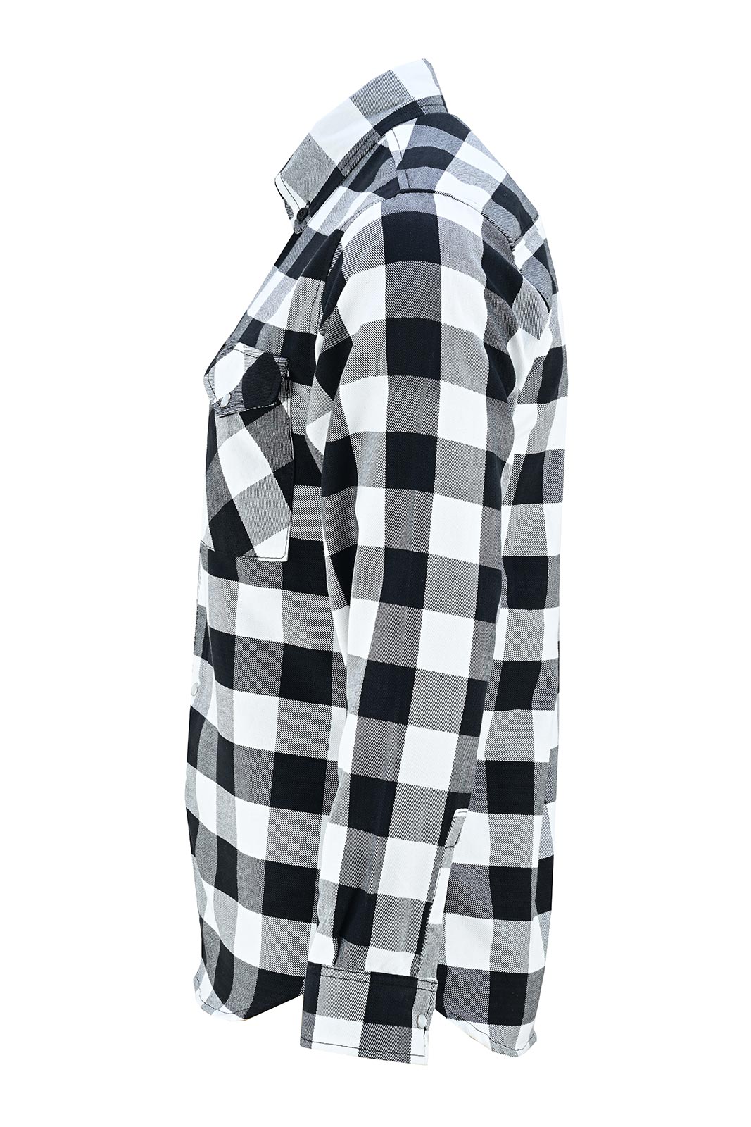 Off Duty Snap Flannel — White & Black — sleeves-down view 3
