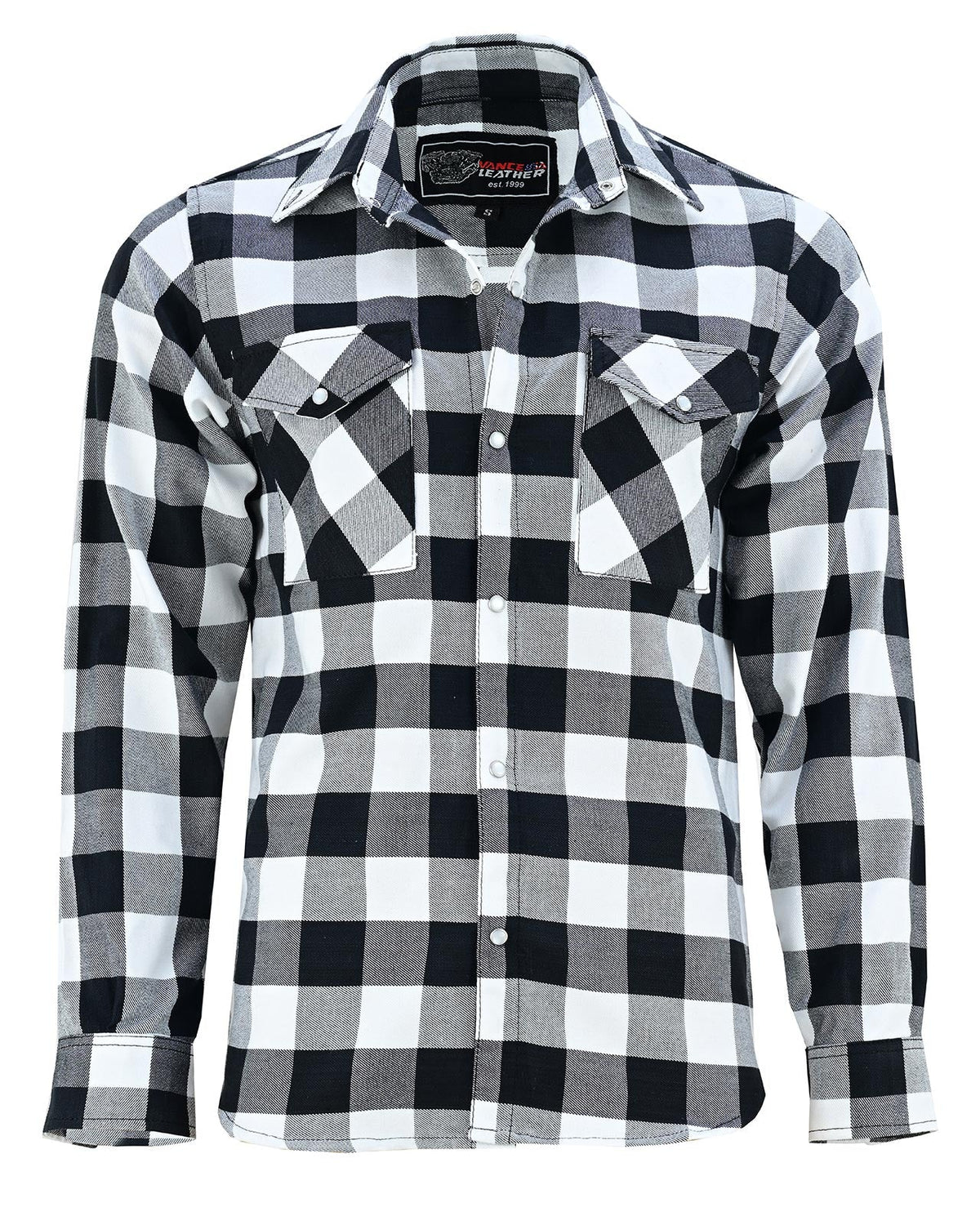 Off Duty Snap Flannel — White & Black — sleeves-down view 5