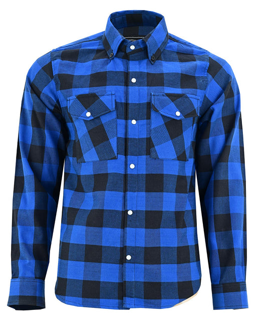 Off Duty Snap Flannel — Blue & Black — sleeves-down view 2
