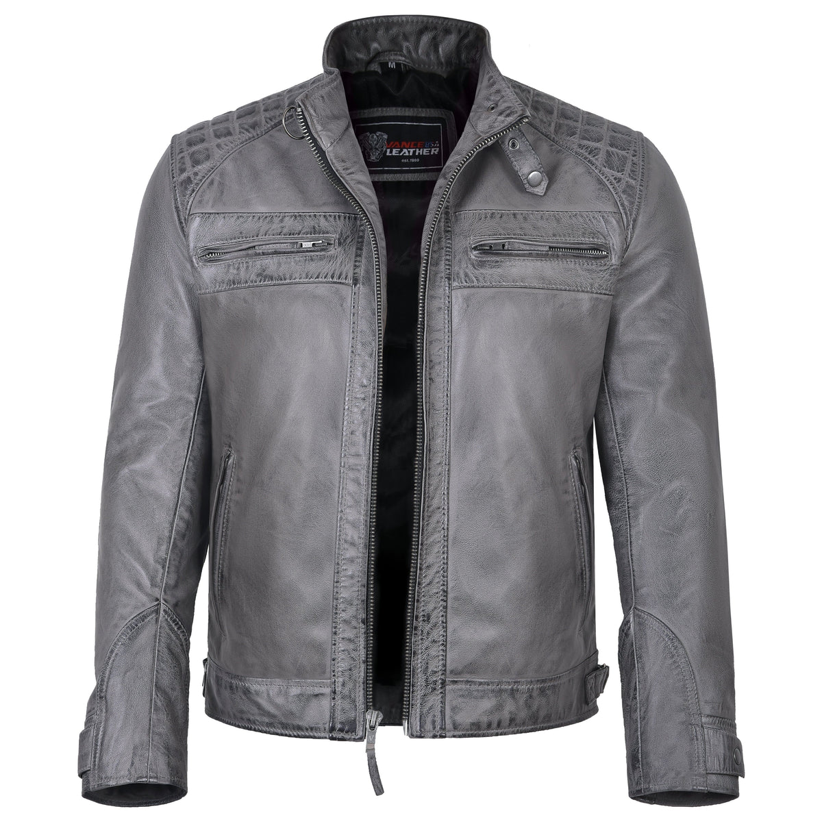 Last Light Lambskin Café Jacket — Distressed Grey — product view 4