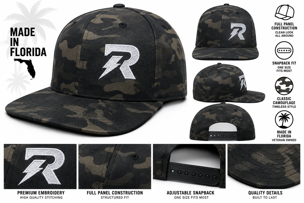 RideorRot ⚡️R-Type  Digi Camo Full Panel Snapback | Premium Motorcycle Trucker Hat