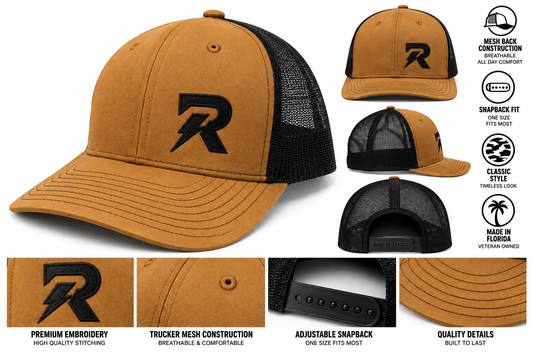 RideorRot ⚡️R-Type Workmans comp brown  | Premium Motorcycle Trucker Hat