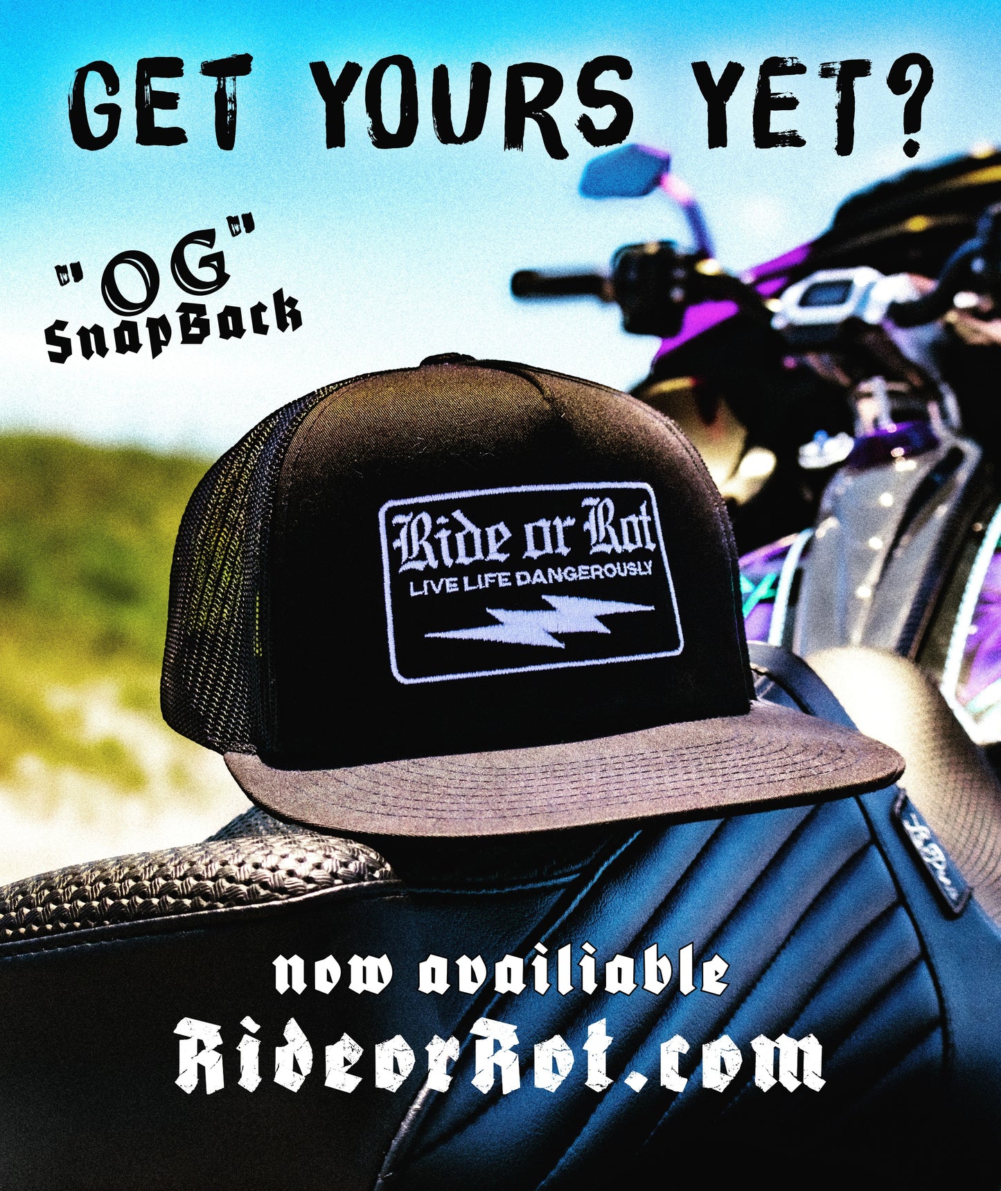 RideorRot ⚡️ "OG" Snapback | Premium Motorcycle Trucker Hat