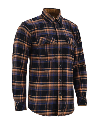 Off Duty Corduroy Flannel — Midnight Rust — sleeves-down view 1