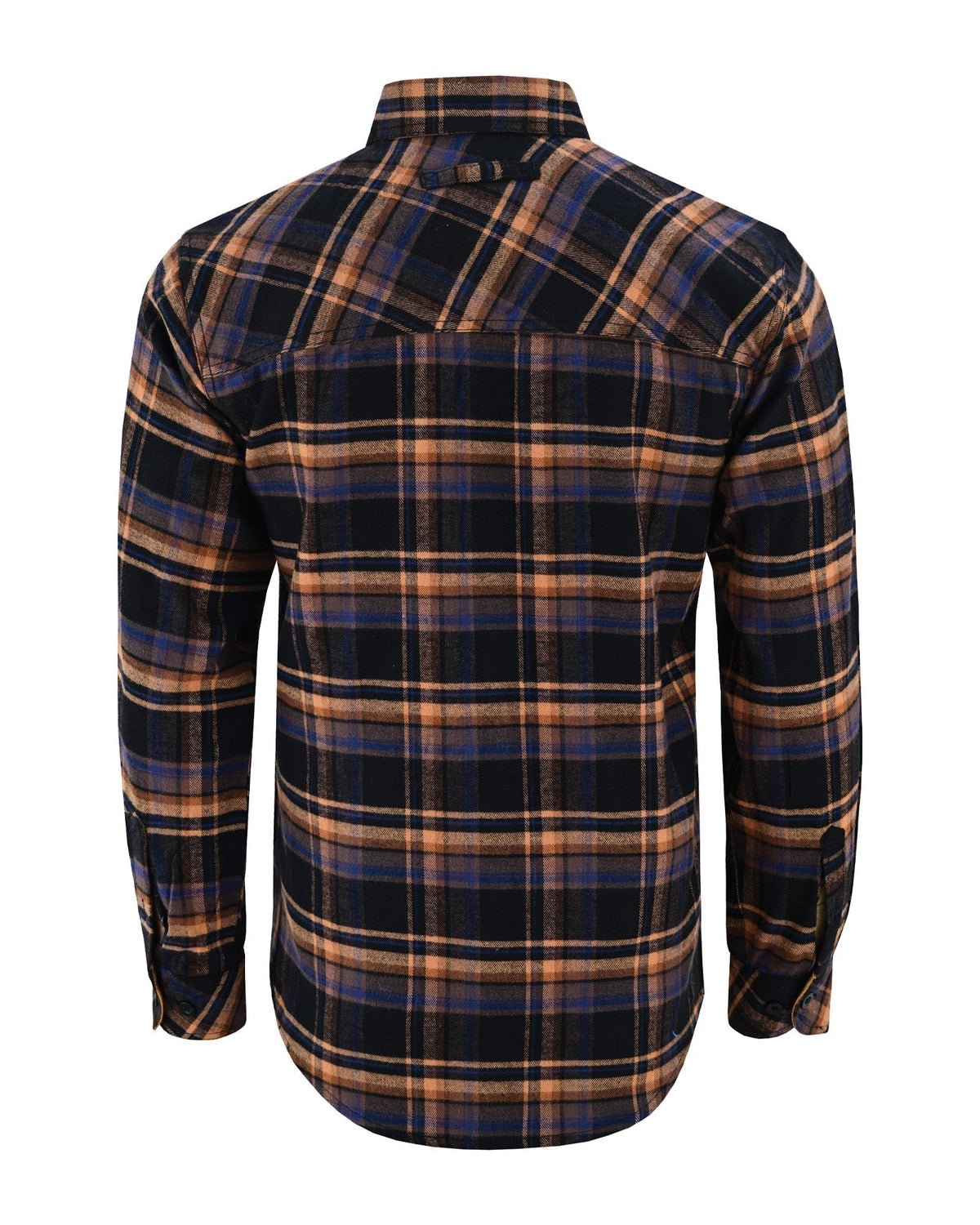 Off Duty Corduroy Flannel — Midnight Rust — sleeves-down view 3