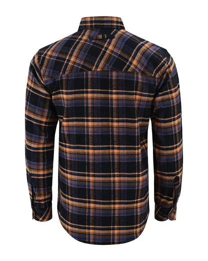 Off Duty Corduroy Flannel — Midnight Rust — sleeves-down view 3