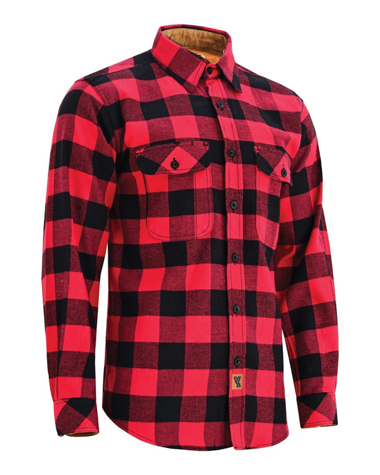 Off Duty Corduroy Flannel — Classic Red — sleeves-down view 1