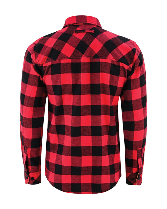 Off Duty Corduroy Flannel — Classic Red — sleeves-down view 2
