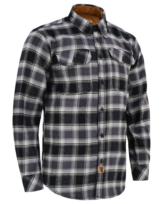 Off Duty Corduroy Flannel — Castlerock — sleeves-down view 1