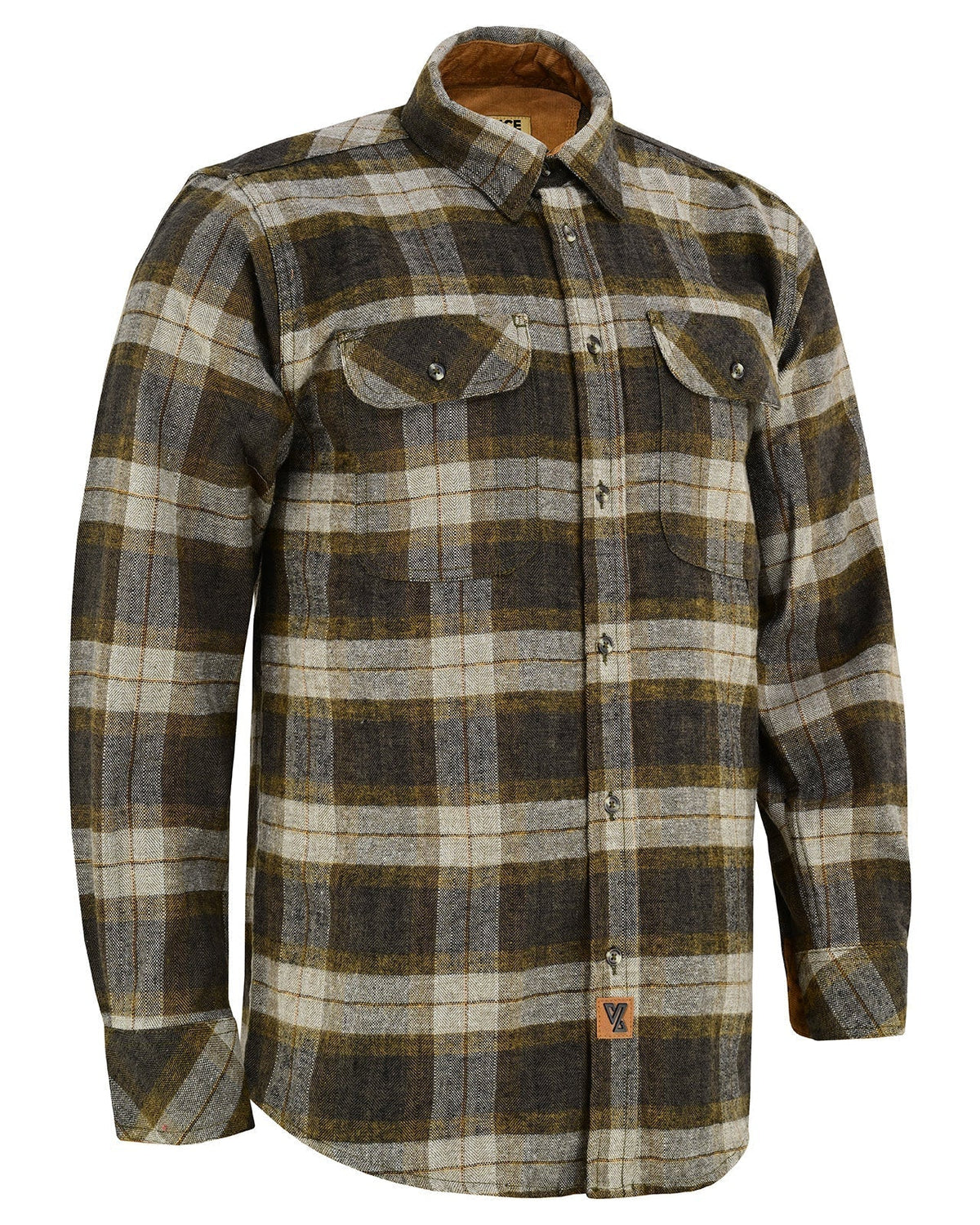 Off Duty Corduroy Flannel — Tuscan Gold — sleeves-down view 1