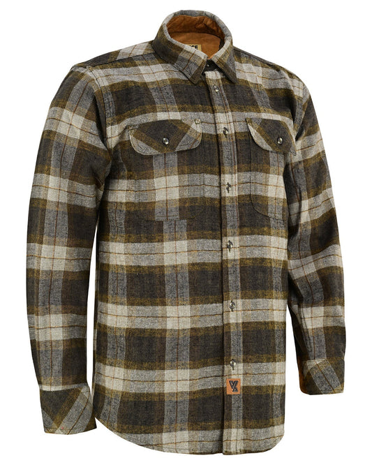 Off Duty Corduroy Flannel — Tuscan Gold — sleeves-down view 1