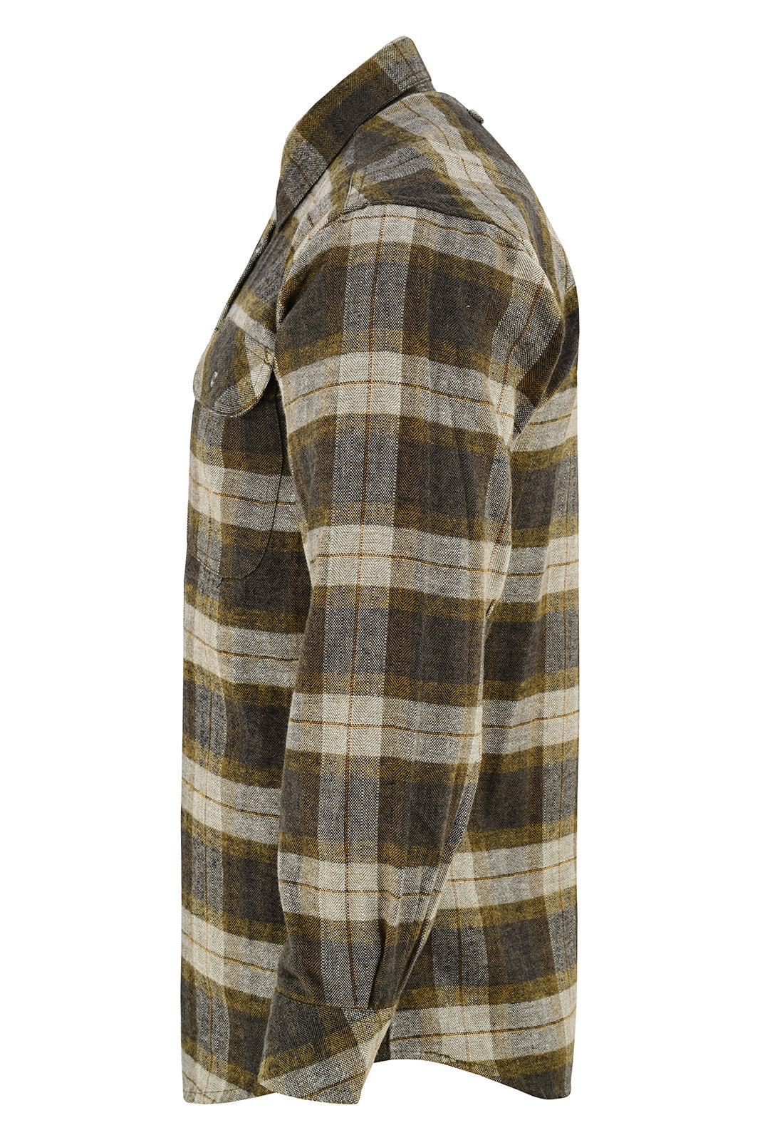 Off Duty Corduroy Flannel — Tuscan Gold — sleeves-down view 2