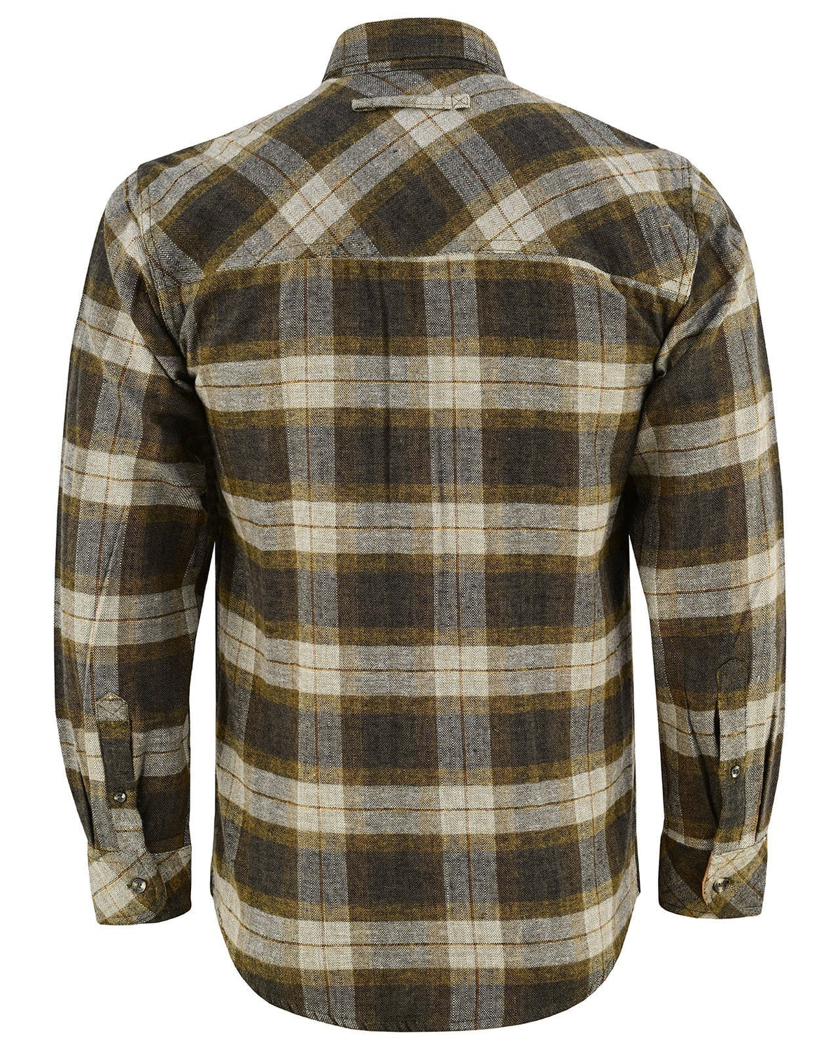 Off Duty Corduroy Flannel — Tuscan Gold — sleeves-down view 3