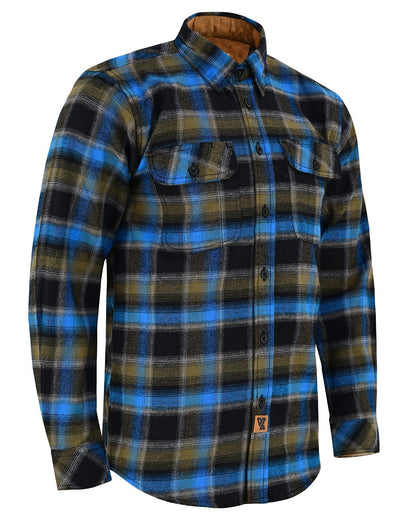 Off Duty Corduroy Flannel — Plaid River — sleeves-down view 1
