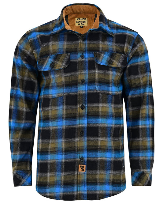 Off Duty Corduroy Flannel — Plaid River — sleeves-down view 2