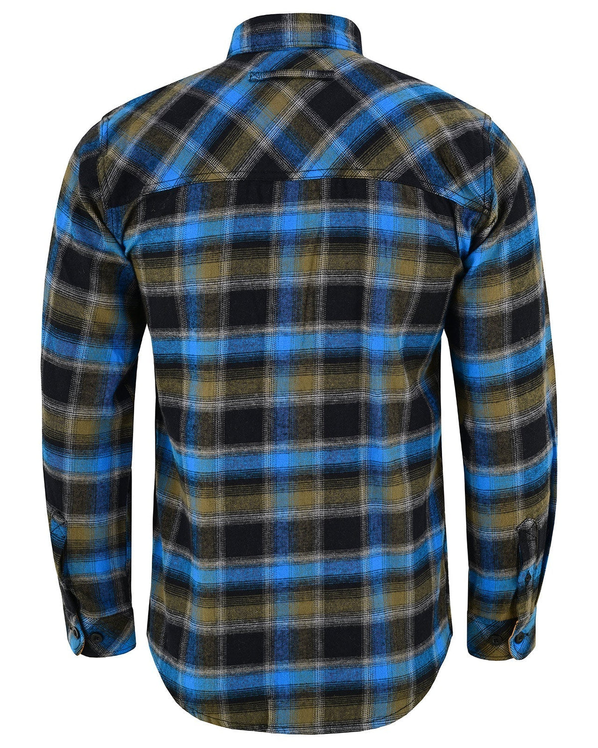 Off Duty Corduroy Flannel — Plaid River — sleeves-down view 3