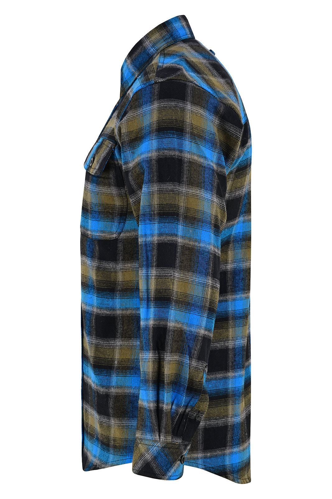 Off Duty Corduroy Flannel — Plaid River — sleeves-down view 4