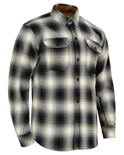 Off Duty Corduroy Flannel — Timberwolf — sleeves-down view 1