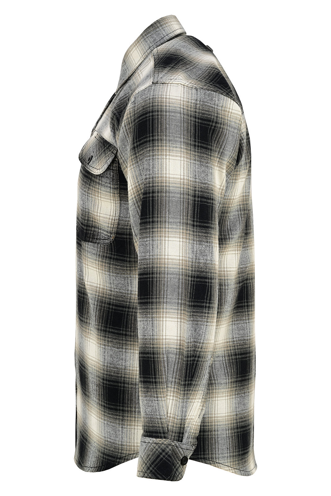 Off Duty Corduroy Flannel — Timberwolf — sleeves-down view 3