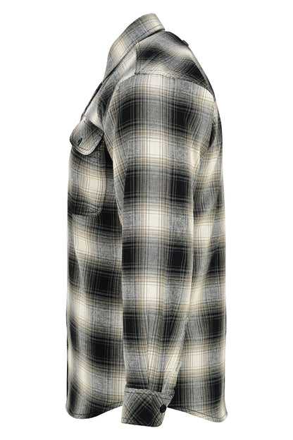 Off Duty Corduroy Flannel — Timberwolf — sleeves-down view 3