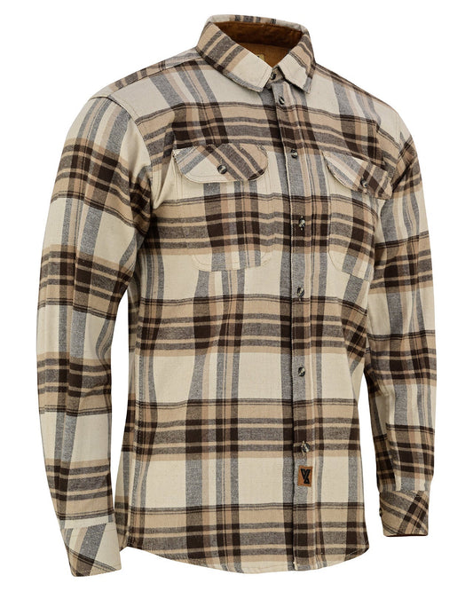 Off Duty Corduroy Flannel — Coffee & Cream — sleeves-down view 1