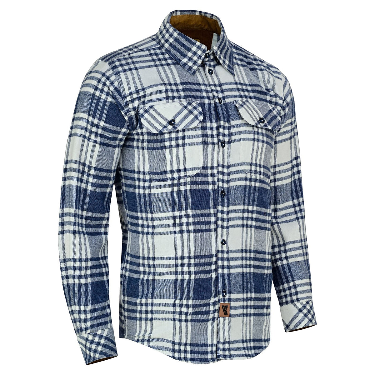 Off Duty Corduroy Flannel — Glacier Blue & White — sleeves-down view 1