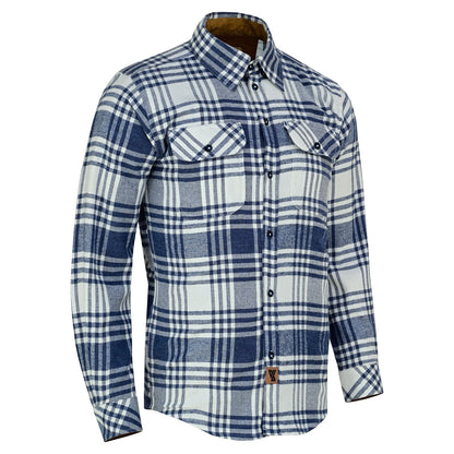 Off Duty Corduroy Flannel — Glacier Blue & White — sleeves-down view 1