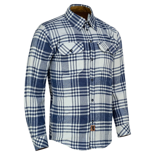 Off Duty Corduroy Flannel — Glacier Blue & White — sleeves-down view 1