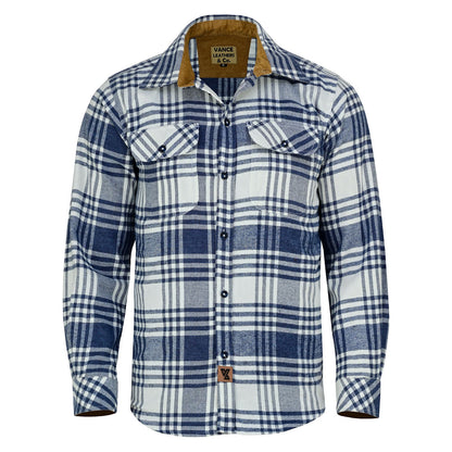 Off Duty Corduroy Flannel — Glacier Blue & White — sleeves-down view 2
