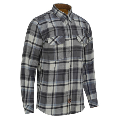Off Duty Corduroy Flannel — Charcoal Checkered — sleeves-down view 1