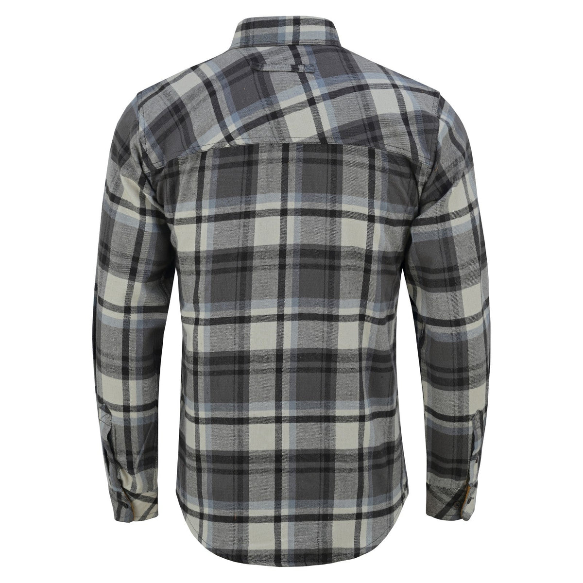 Off Duty Corduroy Flannel — Charcoal Checkered — sleeves-down view 3