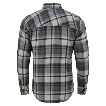 Off Duty Corduroy Flannel — Charcoal Checkered — sleeves-down view 3