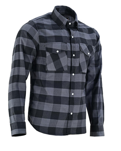 Off Duty Snap Flannel — Grey & Black — sleeves-down view 1