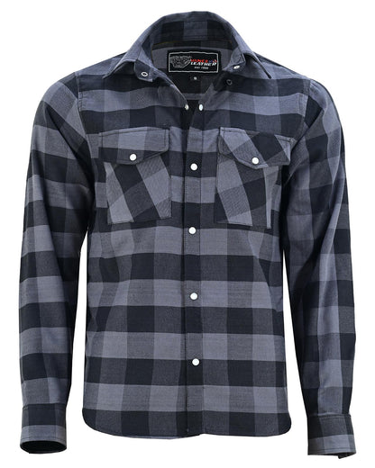 Off Duty Snap Flannel — Grey & Black — sleeves-down view 3