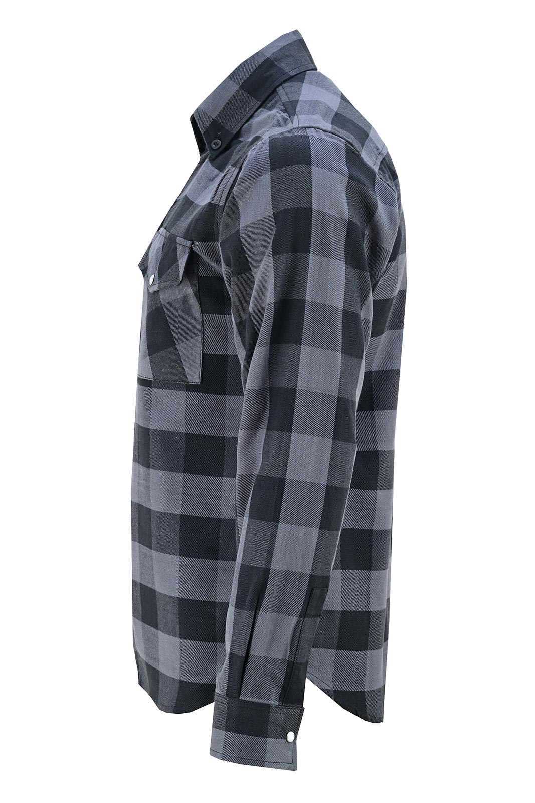 Off Duty Snap Flannel — Grey & Black — sleeves-down view 4