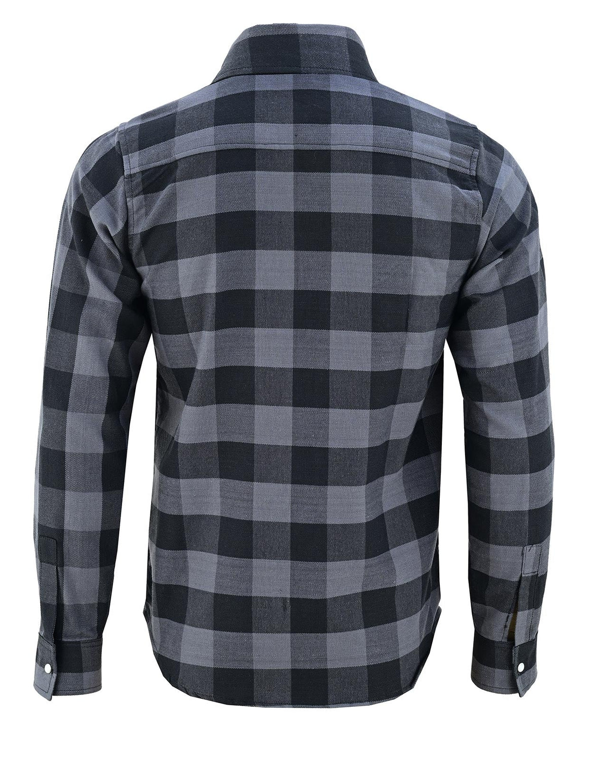 Off Duty Snap Flannel — Grey & Black — sleeves-down view 5