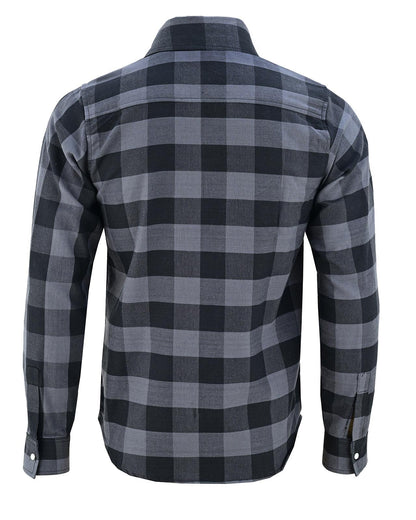 Off Duty Snap Flannel — Grey & Black — sleeves-down view 5