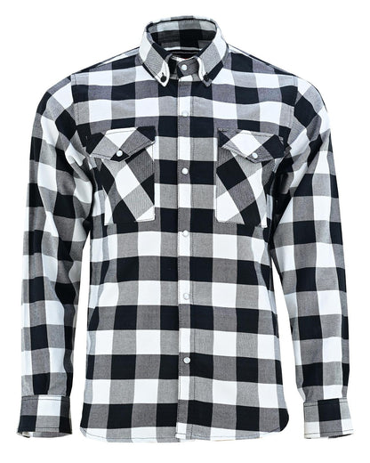 Off Duty Snap Flannel — White & Black — sleeves-down view 2