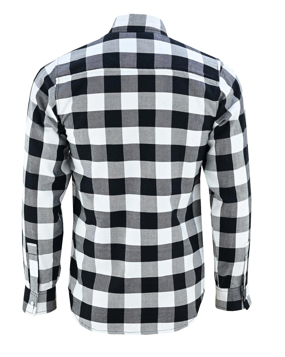 Off Duty Snap Flannel — White & Black — sleeves-down view 4
