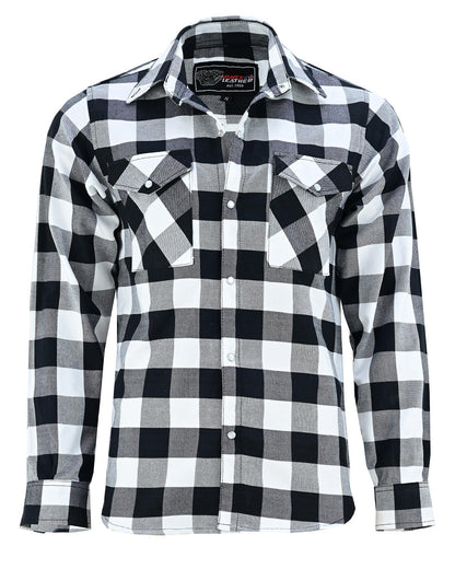 Off Duty Snap Flannel — White & Black — sleeves-down view 5
