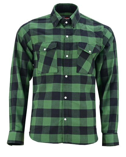 Off Duty Snap Flannel — Green & Black — sleeves-down view 2