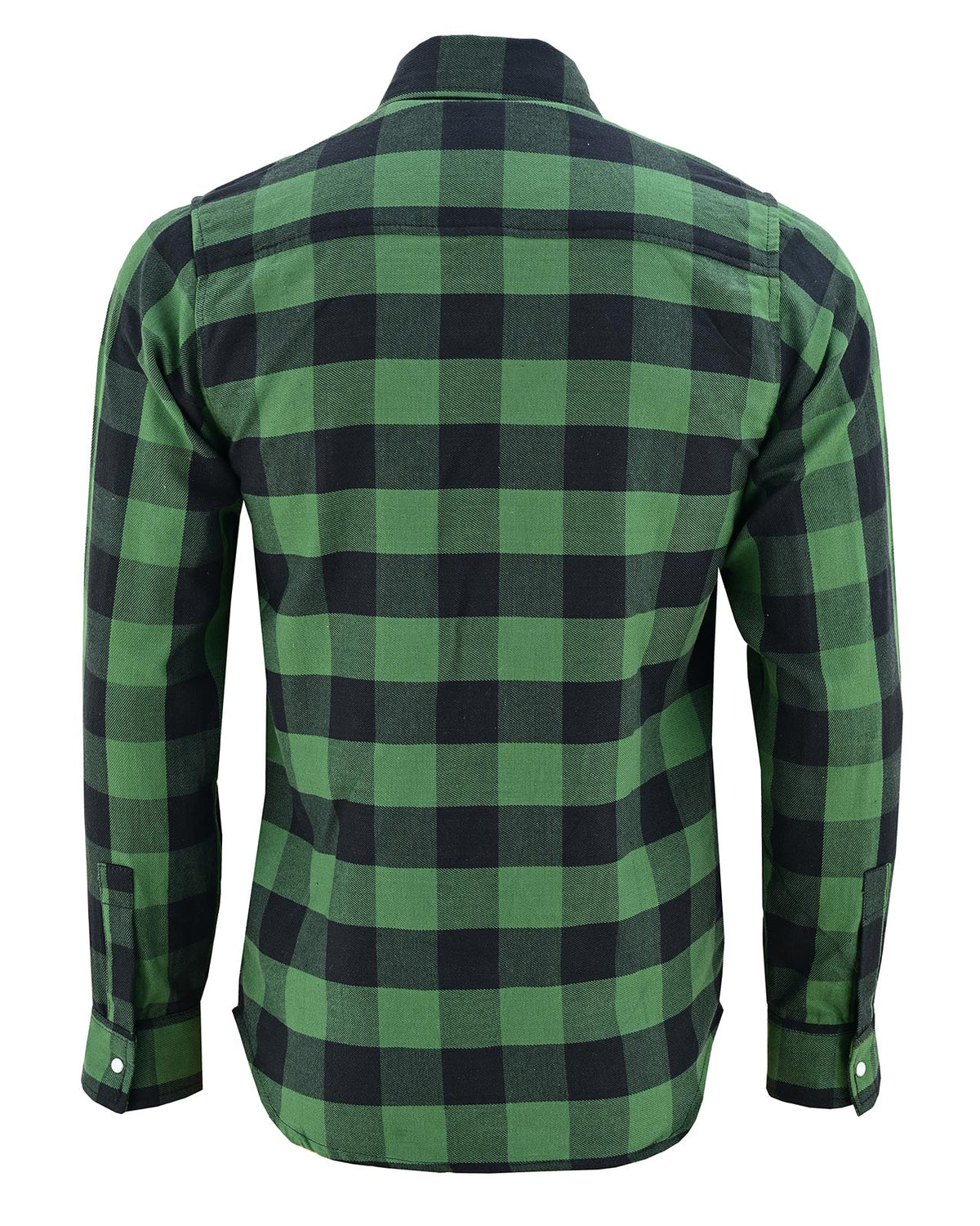 Off Duty Snap Flannel — Green & Black — sleeves-down view 5